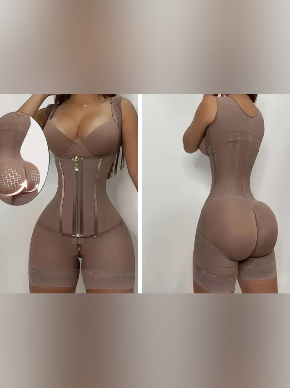 Sculpting Full-Body Shapewear Bodysuit in Taupe